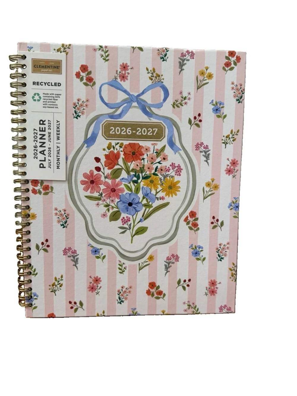 Clementine Paper inc. 12 month Large Size Planner 11x9”Pink Floral 2026-2027